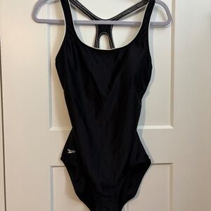 Speedo One Piece Black Bathing Suit, Size 12, Excellent‎ Condition